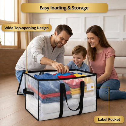 Comforter Storage Bags with Zipper and Handles (90L) - Extra Large Heavy Duty Moving Bags, Waterproof Blanket & Clothes Storage Bags, Foldable Under Bed Storage Totes for Bedding, Closet, College Dorm