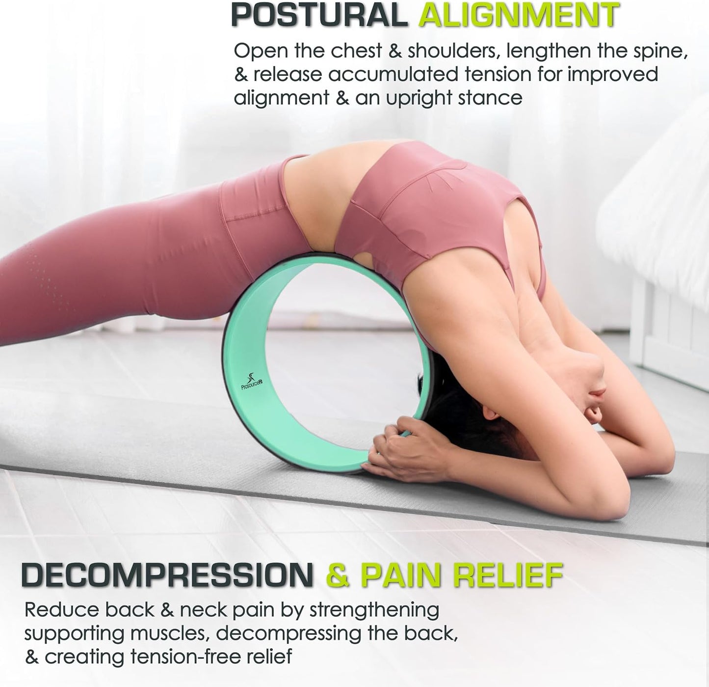 ProsourceFit Yoga Wheel Prop 12” for Improving Yoga Poses, Backbends, Flexibility, Balance, Stretching, Relaxation