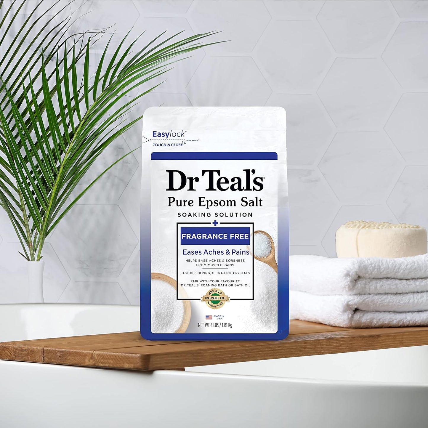 Dr Teal's Epsom Salt Magnesium Soak, Fragrance Free, 4 lbs