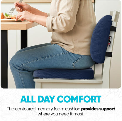 FORTEM Seat Cushion, Office Chair Cushion, Lumbar Support Pillow for Office Chair, Memory Foam Car Seat Cushions, Sciatica Coccyx Tailbone Pain Relief, Cushions for Back Support, Washable, Non Slip