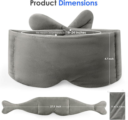 Weighted Eye Mask for Sleeping, Soft Minky Sleep Mask for Side Sleeper with Adjustable Buckle, 100% Blockout Design, Ideal for Meditation, Relaxation and Travel, Includes Storage Pouch (Grey)