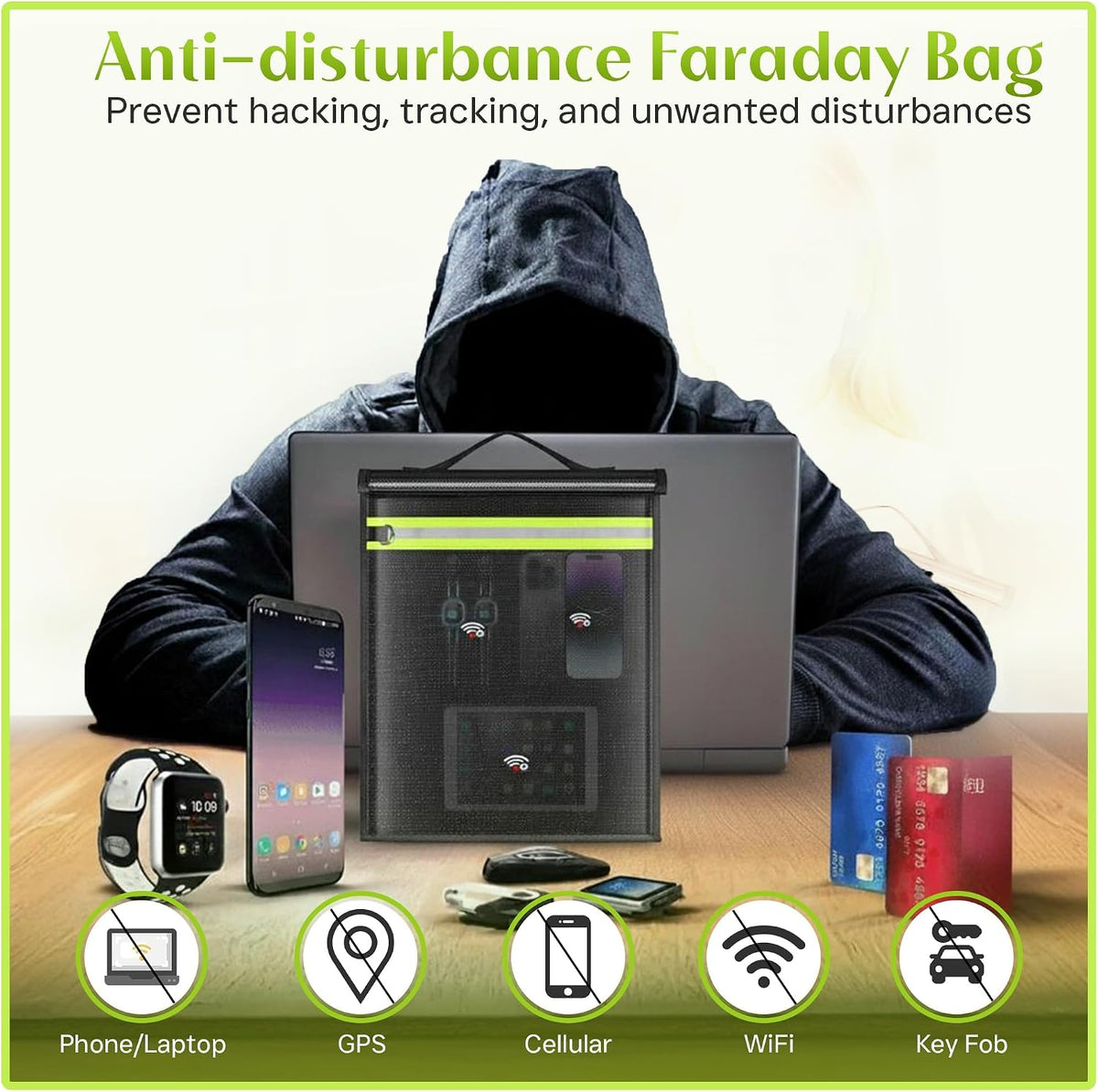 Large Faraday Bag for Laptop & Tablets, 16.9 x 15 Inches EMP Proof