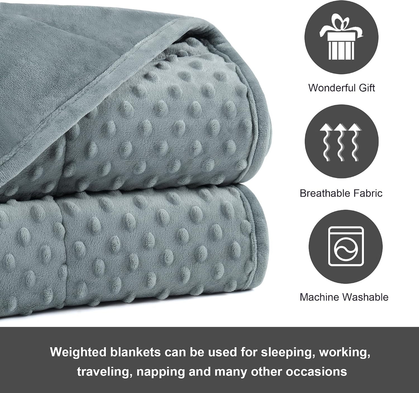 Alomidds Weighted Lap Blanket 7lbs, Cozy Luxury Breathable Weighted Blanket for Adults, Weighted Lap Pad for Travel, Relaxation, Sleeping, Purple, 29" x 24"