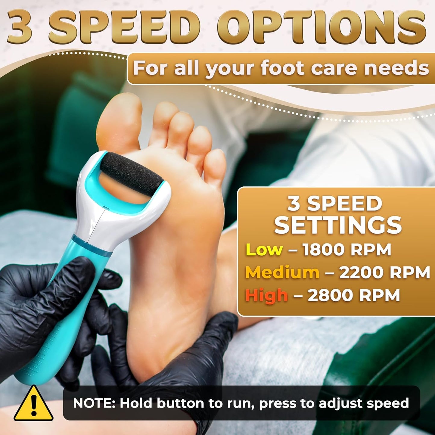 Electric Foot Callus Remover Tool for Dead Skin & Cracked Heels – Battery-Operated Foot Grinder with Replaceable Roller – Pedicure Tools for Feet & Toes – Smooth Feet at Home (Batteries Not Included)