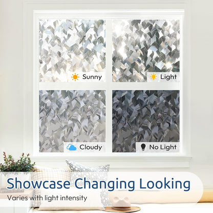 rabbitgoo Window Tint for Home with Tools, Black Silver, 17.5" x 78.7" | One Way Privacy Window Film UV Blocking Heat Control Static Cling No Glue Daytime Privacy See Out Not in