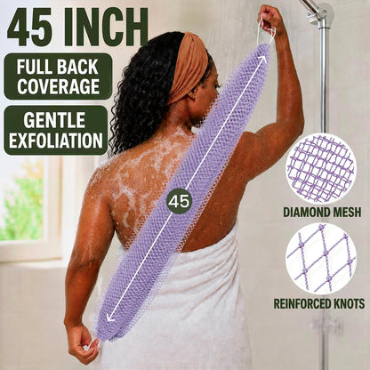 SubSahara African Net Sponge, 2 Pack 45-Inch Exfoliating Bath Scrubber