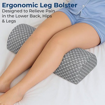 5 STARS UNITED Knee Pillow for Back Sleeping – Half Moon Bolster Pillow for Legs, Under Knee Pillow for Sleeping on Back, Memory Foam Leg Pillow for Back Pain, Gray