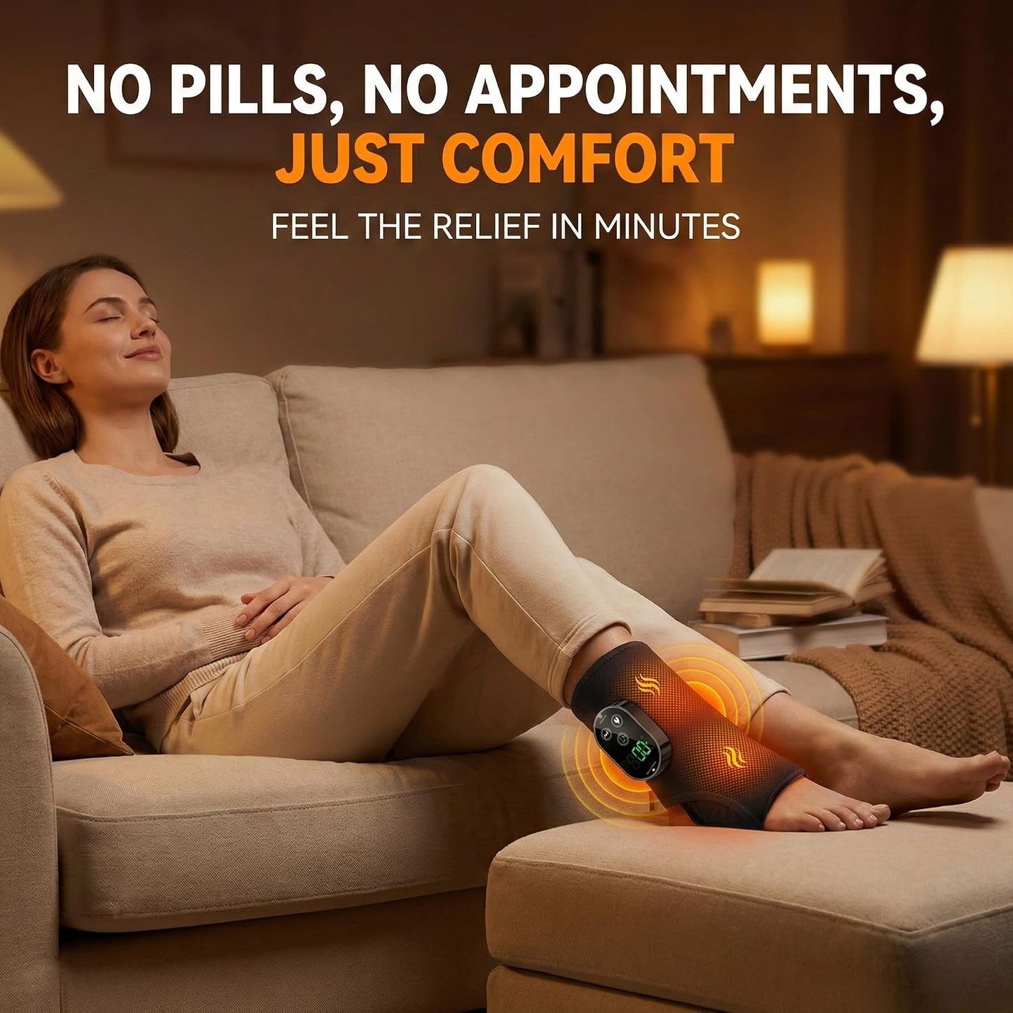 Foot Massager for Neuropathy Plantar Fasciitis Pain Relief, Cordless Heated Vibrating Cloud-Soft Ankle Wrap Feet Massage, Portable 2H Run Time, 6 Heats, 3 Modes, Auto-Off Timer, 1pcs