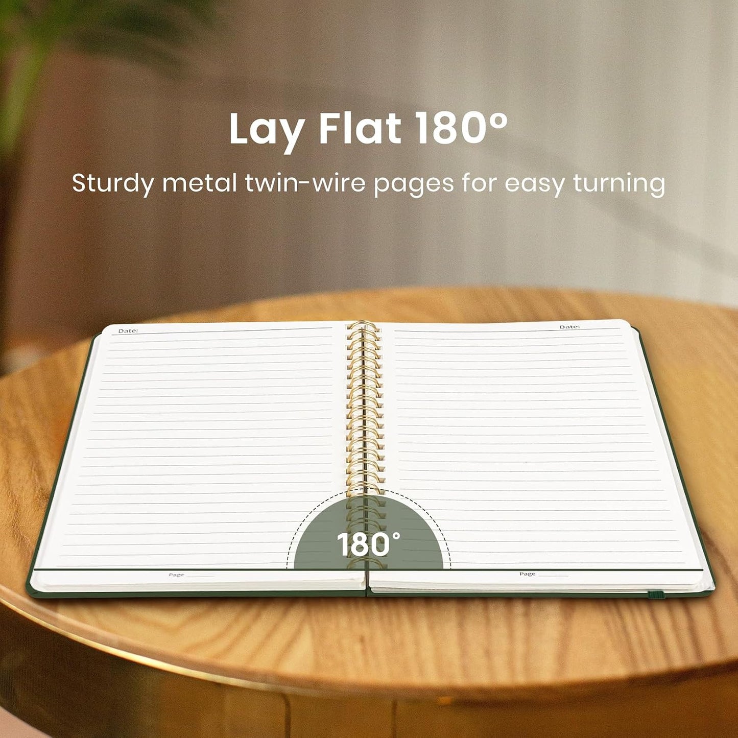 Taja Lined Spiral Journal Notebook for Women & Men, 140 Pages, College Ruled Hardcover Notebook for Work & Note Taking, Journals for Writing, A5(5.7" x 7.9") - Green