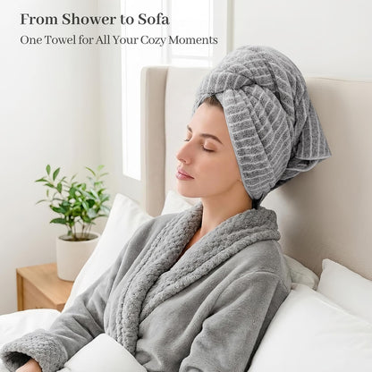 ROLSHOL 2 Packs Large Microfiber Hair Towels for Women, Super Absorbent & Quick Dry Hair Towel Wrap for Curly Hair Long & Short Hair- Anti-Frizz Hair Turbans for Wet Hair - 27.5''*39.4''