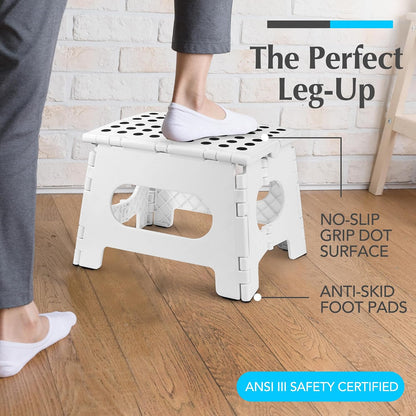 Handy Laundry Folding Step Stool - Sturdy Enough Collapsible Stool to Support Adults - Opens Easy with One Flip - Great for Kitchen, Bathroom or Bedroom (Black - 9 Inch)