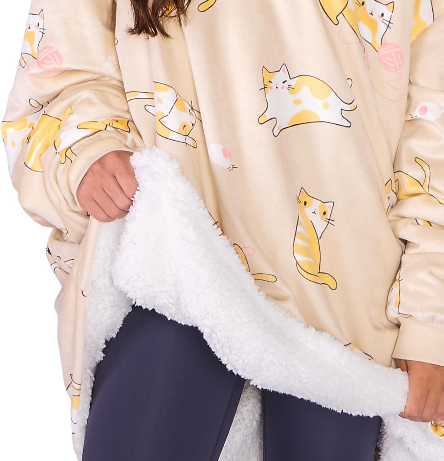 Bare Home Wearable Blanket Hoodie - Soft Plush Sherpa - Warm and Cozy - Oversized Wearable Blanket
