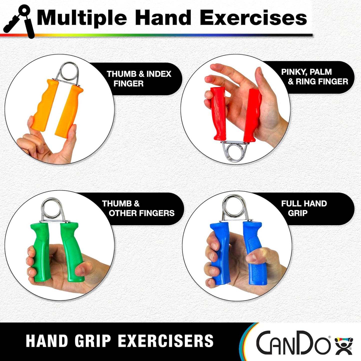 CanDo Hand Grip Exerciser Pair-Green, Medium