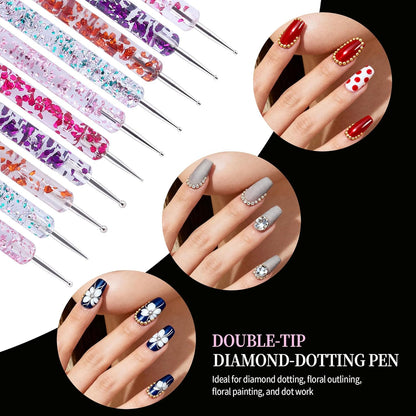 Artdone 31pcs Nail Art Brushes, Nail Art Tool Set, Dotting Tools, Dust Brush,Striping Brushes for Long Lines, Drawing Pen For Gel Polish Design supply