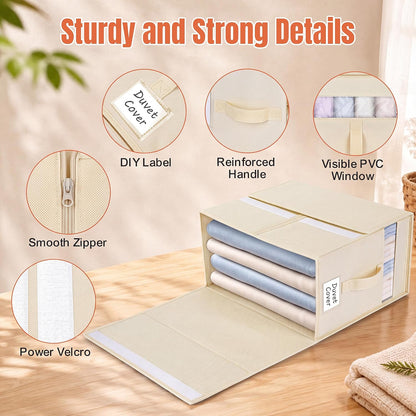 Large Bed Sheet Organizers and Storage for Linen Closet, Grey