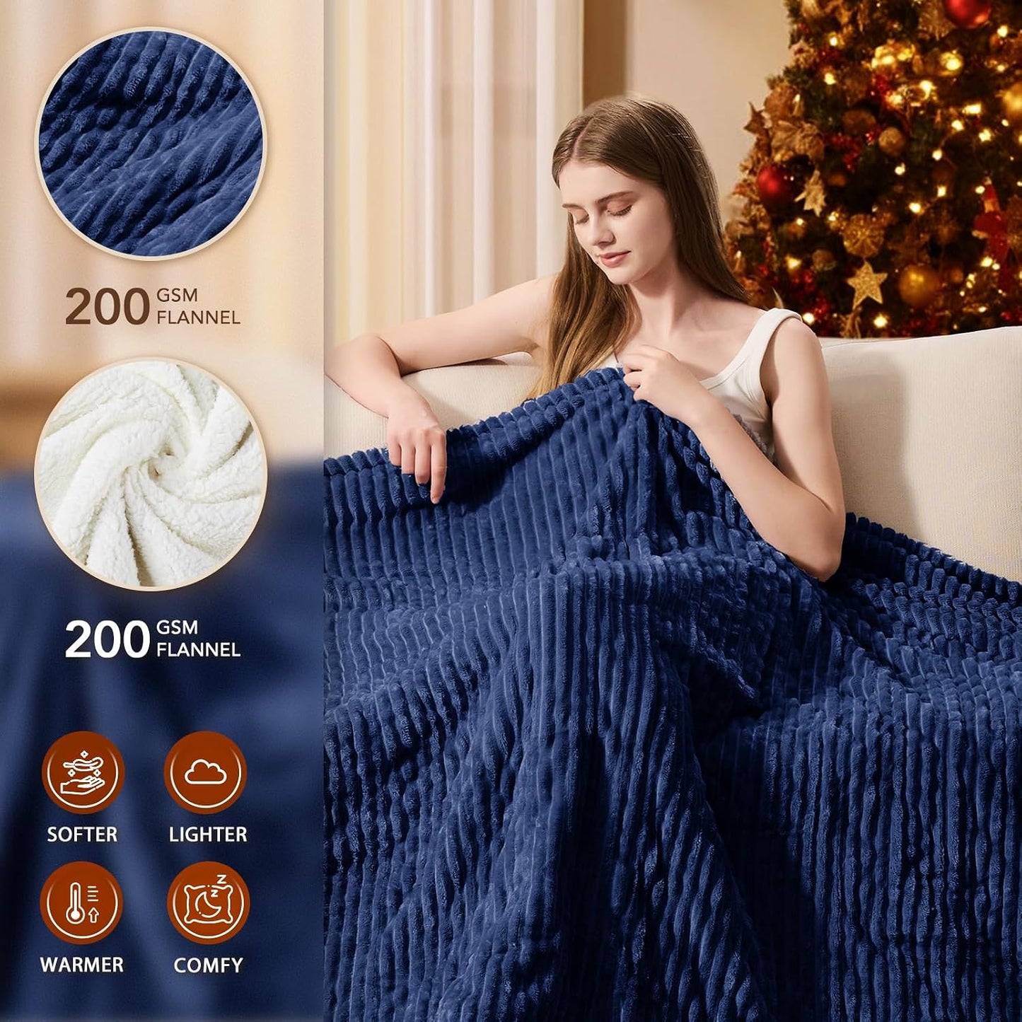 Homemate Heated Blanket Electric Throw - 50"x60" Heating Blanket Throw 1/2/4/6/8 Hours Auto-Off 10 Heat Levels Over-Heat Protection Soft Flannel Sherpa Heater ETL Certification