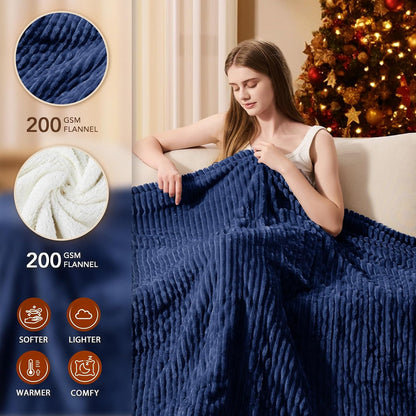 Homemate Heated Blanket Electric Throw - 50"x60" Heating Blanket Throw 1/2/4/6/8 Hours Auto-Off 10 Heat Levels Over-Heat Protection Soft Flannel Sherpa Heater ETL Certification