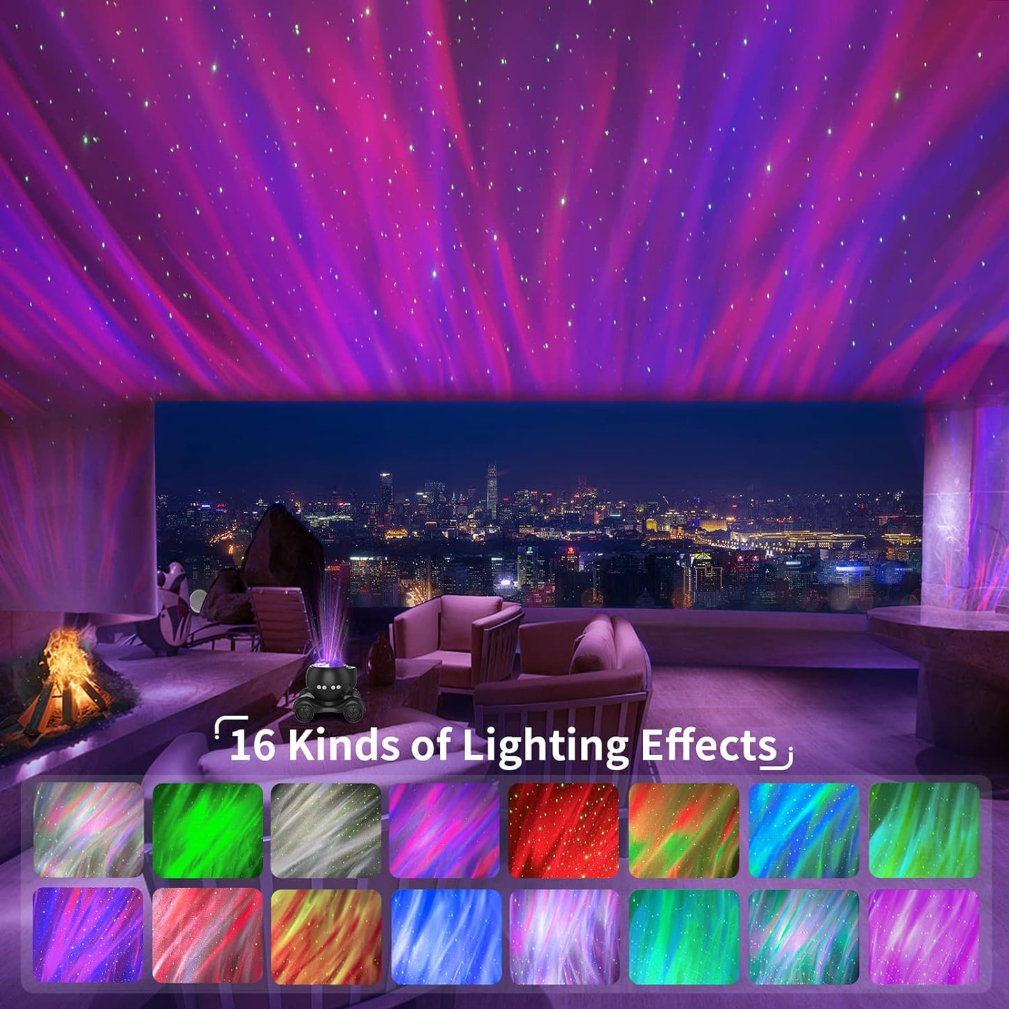 ENOKIK Galaxy Projector, Star Aurora Projector Built-in Bluetooth Speaker, Night Light for Kids Adults, White Noise Light for Home Decor/Relaxation/Party/Music/Gift (Black)