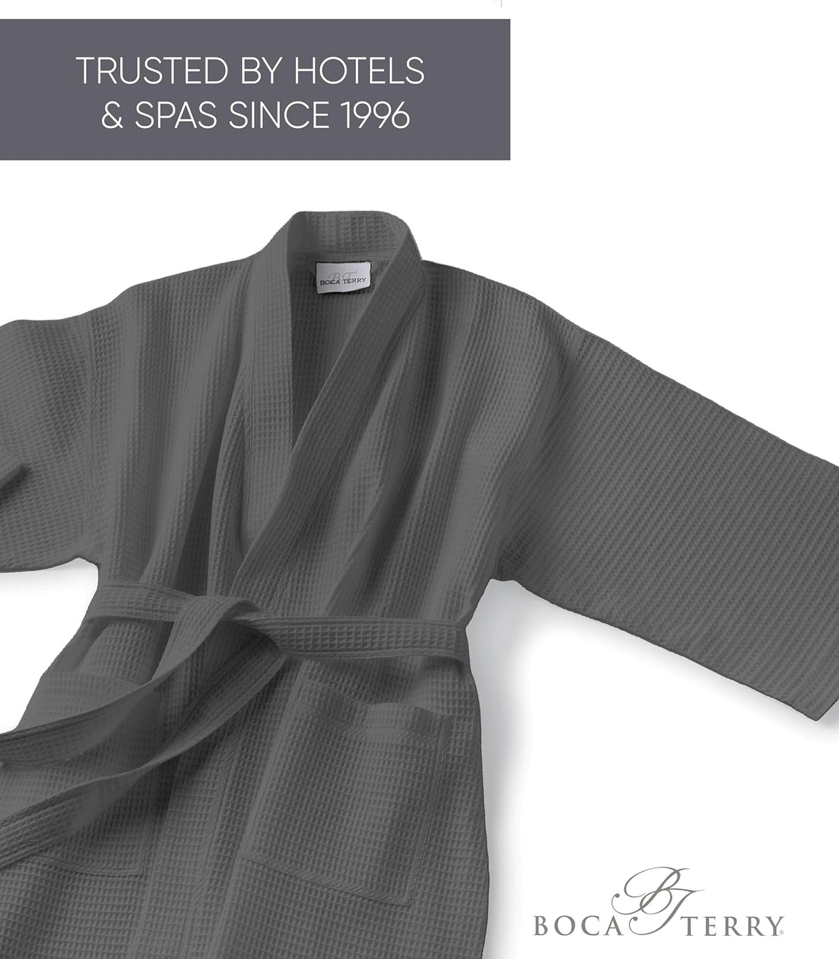Women’s Waffle Robe by Boca Terry, Kimono Style Lightweight Summer Robe