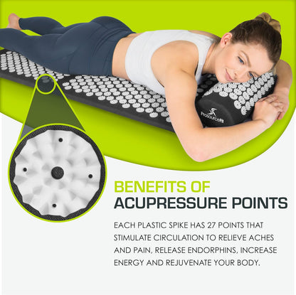 ProsourceFit Acupressure Mat and Pillow Set for Back/Neck Pain Relief and Muscle Relaxation