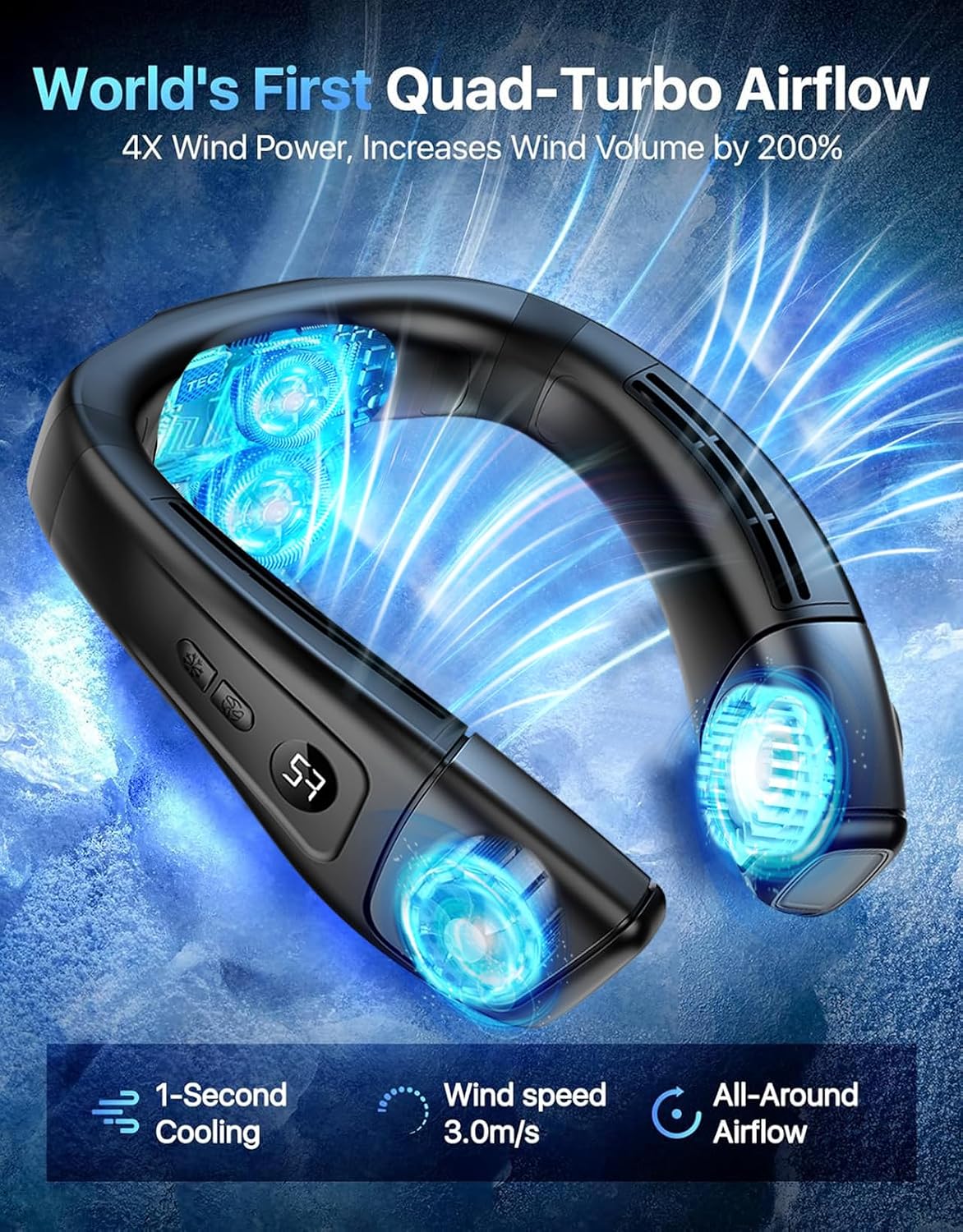 Neck Fan Air Conditioner with Large Cooling Plate, Portable Neck Fans that Blow Cold Air 360° Airflow, Wearable Personal AC Quiet Back Air Outlet 6000mAh Rechargeable,Gifts for Men Women Travel Office
