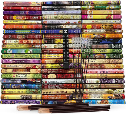 Hem Incense Sticks Variety Pack #23-120 Insence-Sticks (6 Incents x 20 Insense) + Incense Stick Holder with 6 Most Liked Scents Including Patchouli Dragons Blood White Sage Frankincense-Myrrh