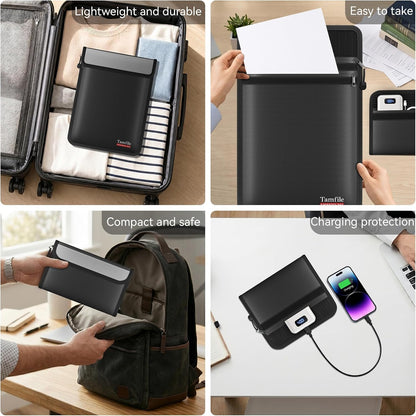 Tamfile Fireproof Document Bag with 2 Pack Fireproof Organizer Travel Bag