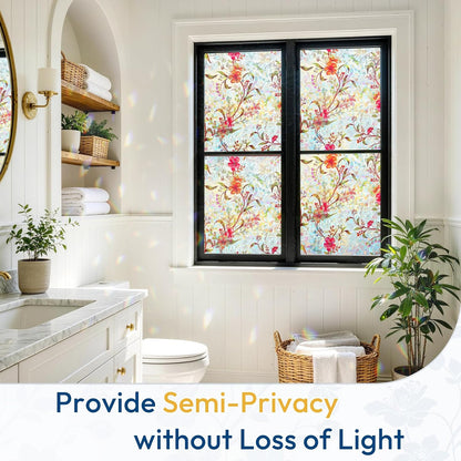 rabbitgoo Rainbow Window Privacy Film, Stained Glass Cling, 17.5" x 78.7"