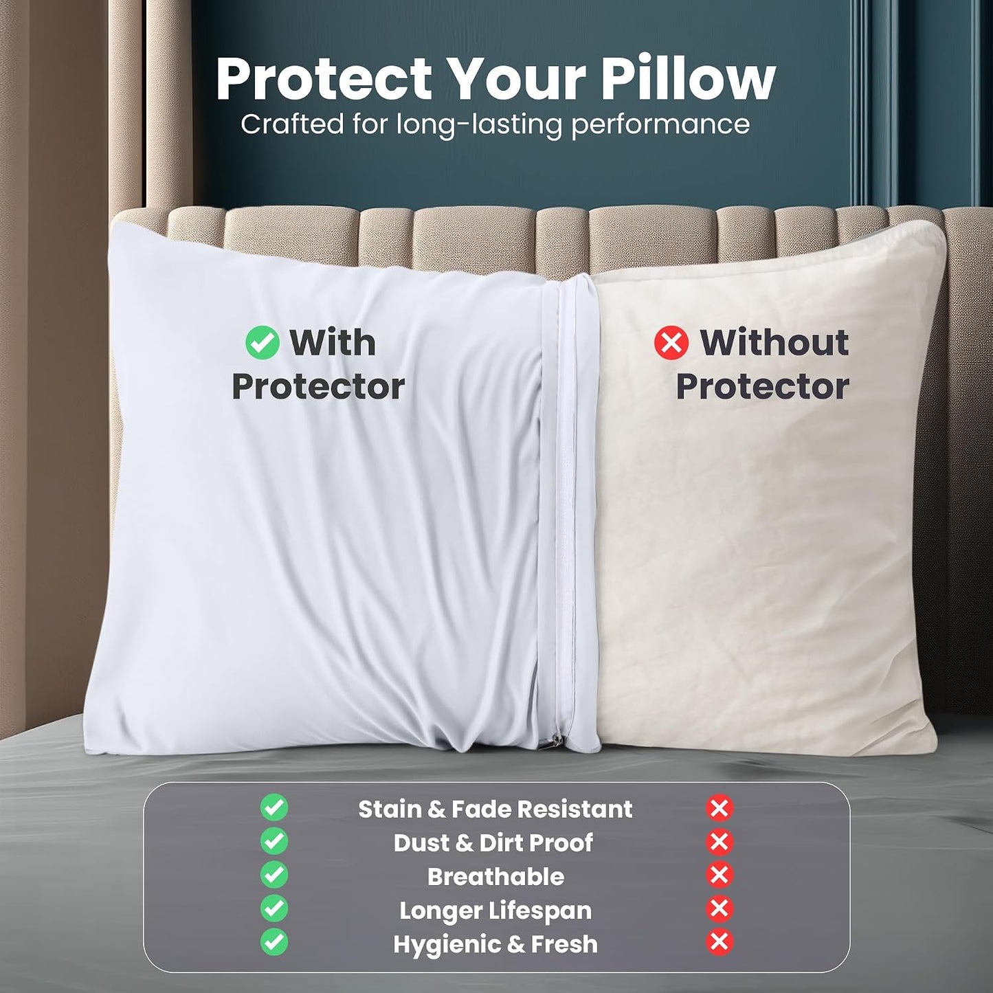 Utopia Bedding 4 Pack Pillow Protectors with Zipper Queen Size, Soft Brushed Microfiber Fabric Pillow Cases, Shrinkage and Fade Resistant Pillow Covers (White)