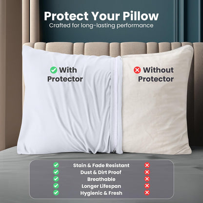 Utopia Bedding 4 Pack Pillow Protectors with Zipper Queen Size, Soft Brushed Microfiber Fabric Pillow Cases, Shrinkage and Fade Resistant Pillow Covers (White)