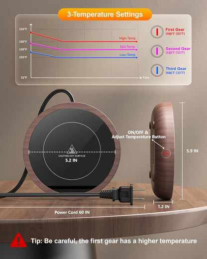 SWEETFULL Coffee Mug Warmer, Electric Cup Warmer for Desk - Wood