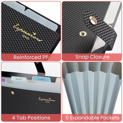 Sooez Accordion File Organizer 8 Pocket, Expanding File Folder with Labels