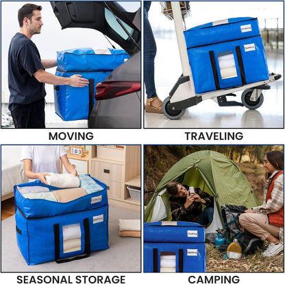 TAILI Blue Extra Large Moving Bags,Storage Bags with Visible Window
