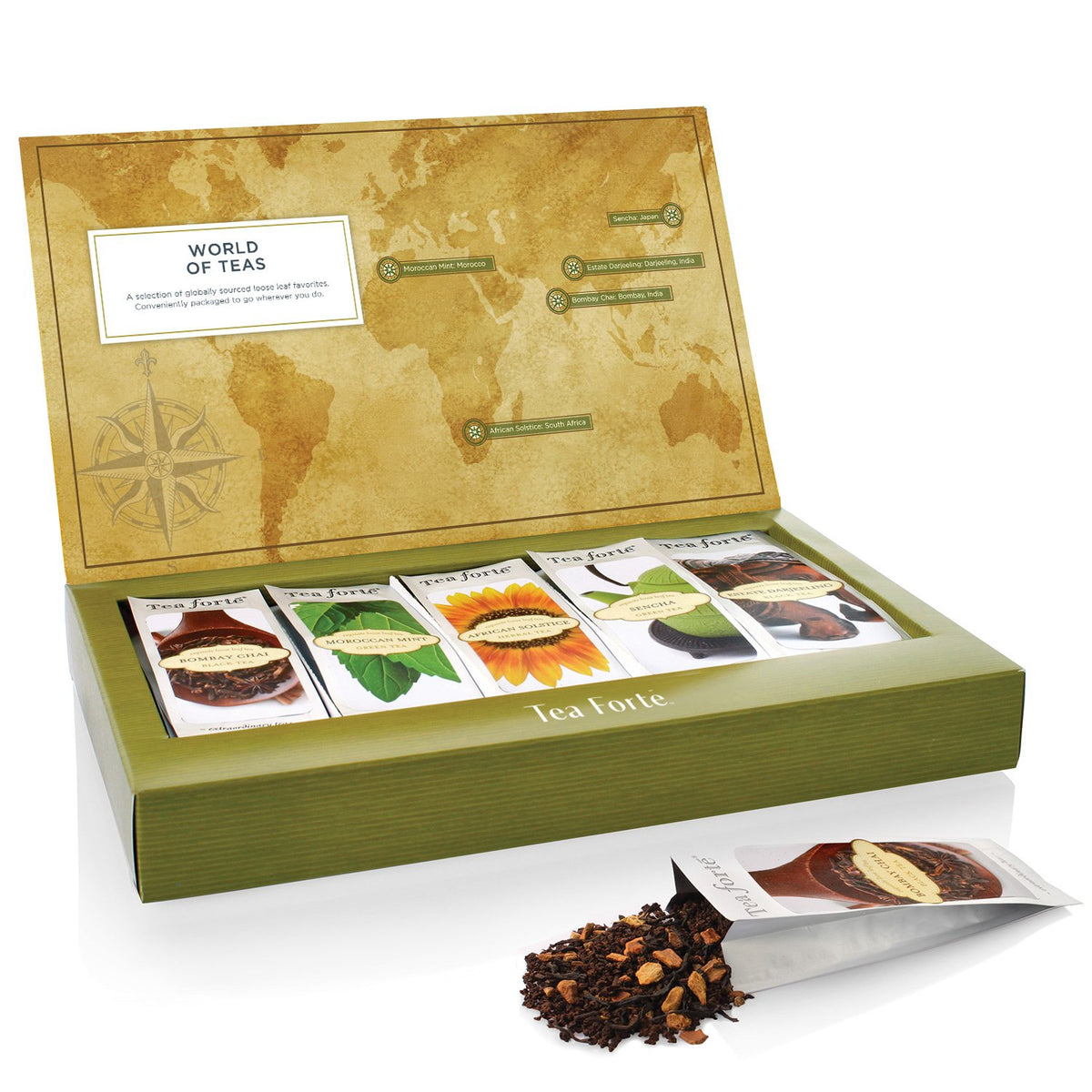 Tea Forte Single Steeps Tea Sampler, World of Teas, 15 Pouches