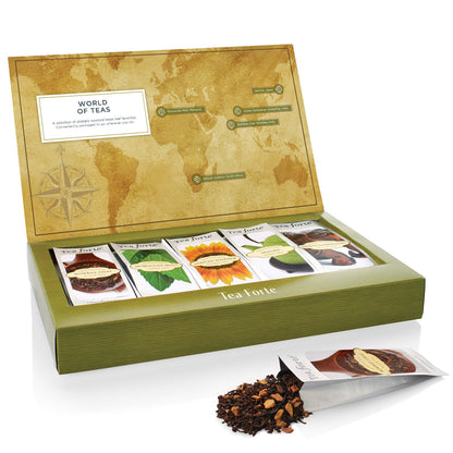 Tea Forte Single Steeps Tea Sampler, World of Teas, 15 Pouches