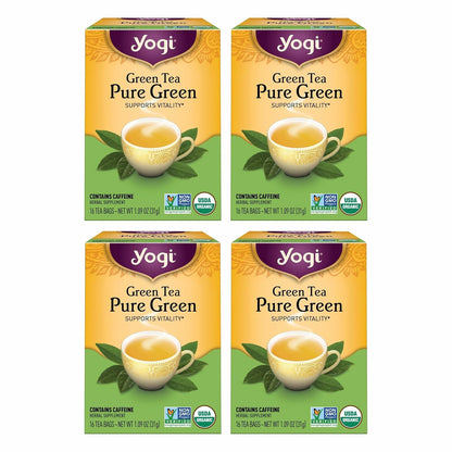 Yogi Pure Green Tea, 16 Tea Bags (4 Pack)