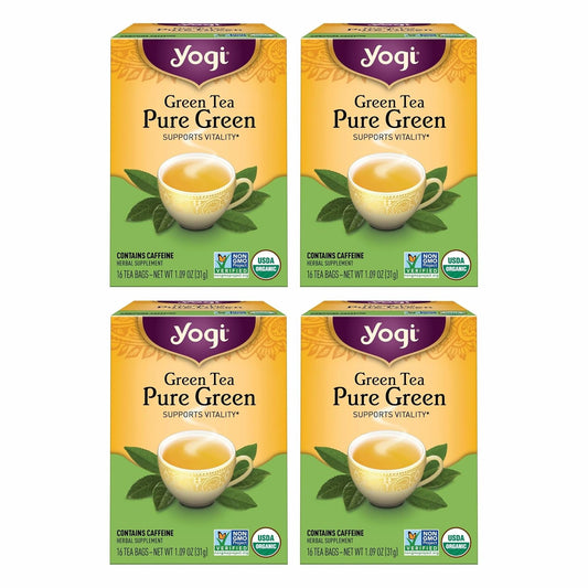 Yogi Pure Green Tea, 16 Tea Bags (4 Pack)