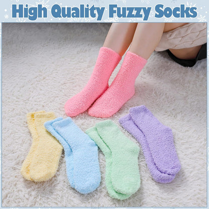 LANLEO 5/6 Pairs Womens Super Soft Fuzzy Plush Warm Winter Home Sleeping Slipper Socks
