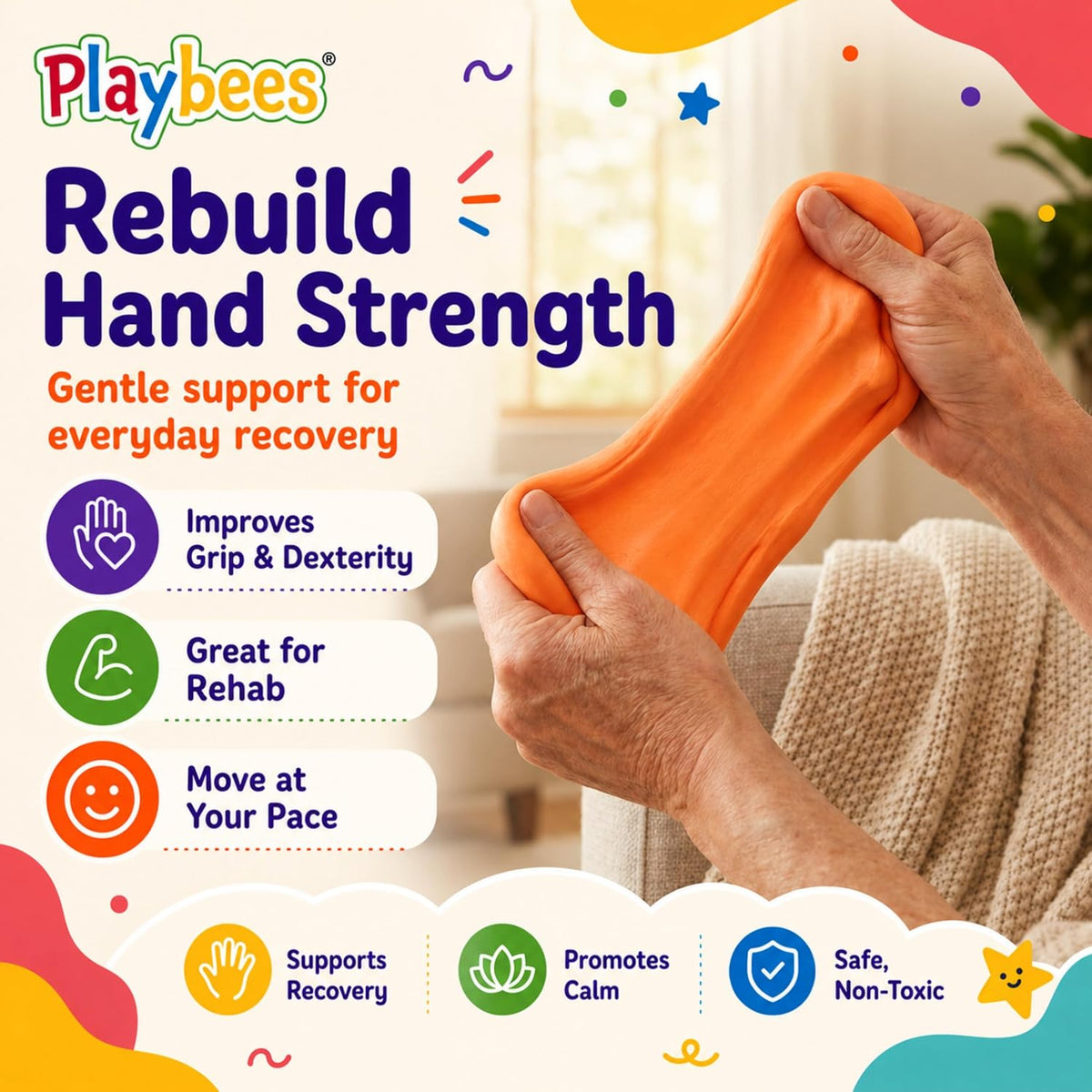 Playbees Therapy Putty, Sensory Hand Exercise for Kids & Adults