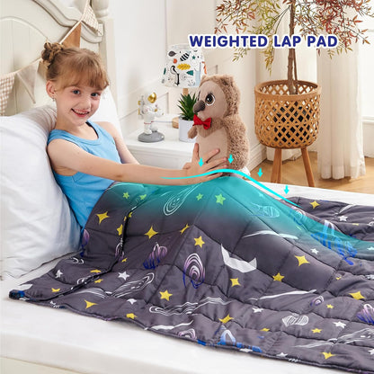 yescool Weighted Lap Pad 2 Pounds Weighted Lap Blanket, Space Plane Small Weighted Blanket, Weighted Throw Blanket Gifts for Travel Indoor Outdoor, 20"x30"