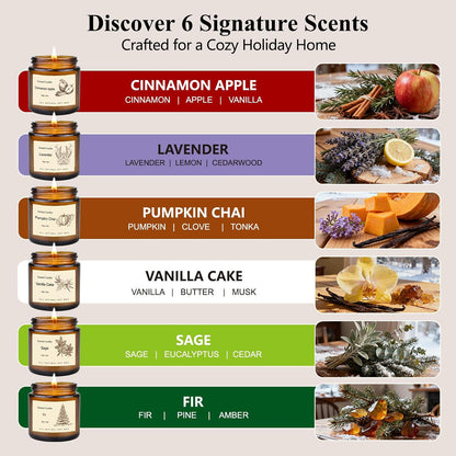 Scented Candles for Home,8 Pack Soy Wax Candle Set,Scented Candles Gift Set,Aromatherapy Candles, Amber Jar Vintage Apothecary Style, 8 Scents Gift Set