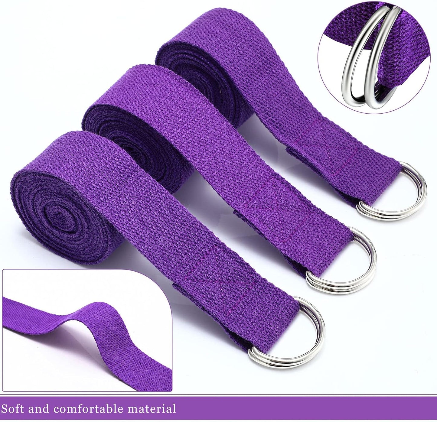 6 Pcs Yoga Straps for Stretching 8 Ft, Safe D Ring Buckle