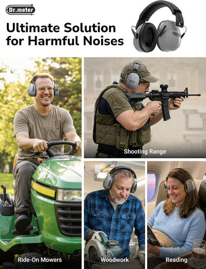 Dr.meter Ear Protection Ear Muffs, Noise Cancelling Headphones for Adults Kids 31dB Earmuffs for Noise Reduction, Hearing Protection for Shooting Gun Range, Mowing, Monster Jam, Sensory, Fireworks