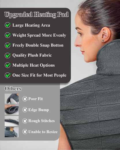 Heating Pad for Neck and Shoulders and Back Weighted,24x23In,Silver Grey