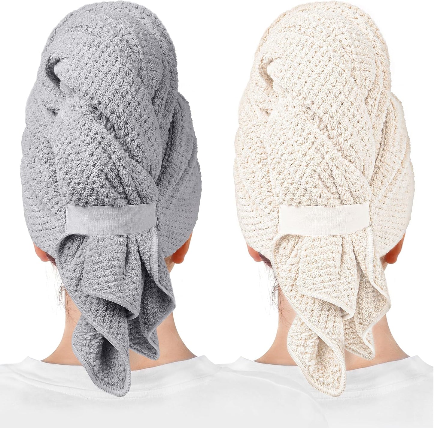ROLSHOL 2 Packs Large Microfiber Hair Towels for Women, Super Absorbent & Quick Dry Hair Towel Wrap for Curly Hair Long & Short Hair- Anti-Frizz Hair Turbans for Wet Hair - 27.5''*39.4''