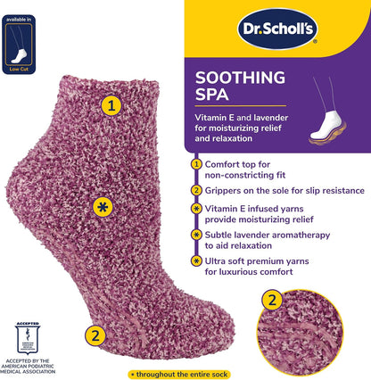 Dr. Scholl's Womens Low Cut Soothing Spa - Lavender & Vitamin E Infused 2 3 Pair Packs Bottom Grippers Sock, Blue, Pink/Blue, 4-10 US