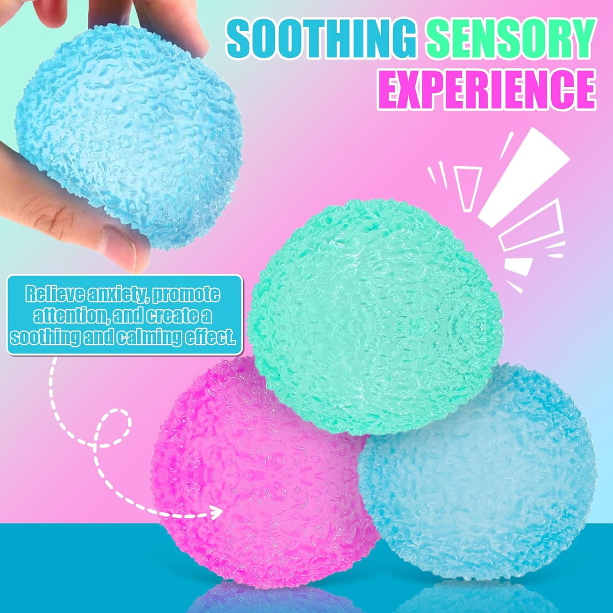 3Pcs Textured Stress Balls, Soft Sensory Fidget Toys Ball for Adults Kids