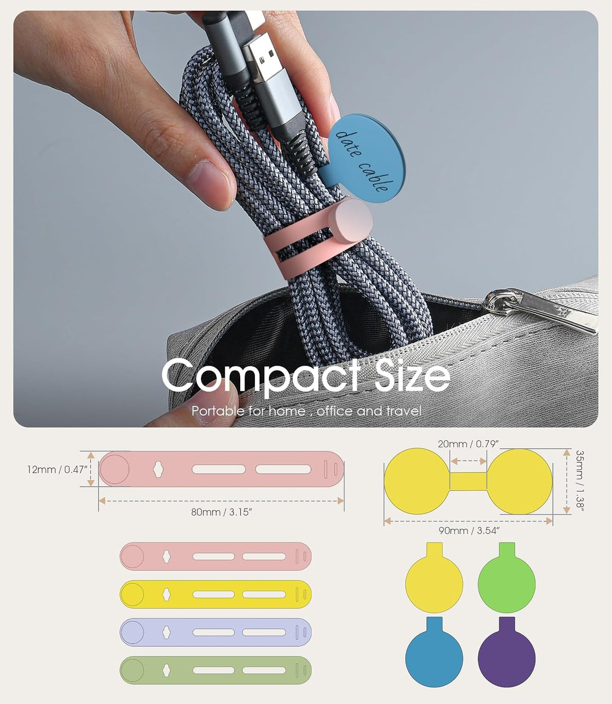 32Pcs Cable Labels and Silicone Cable Ties Set for Electronics