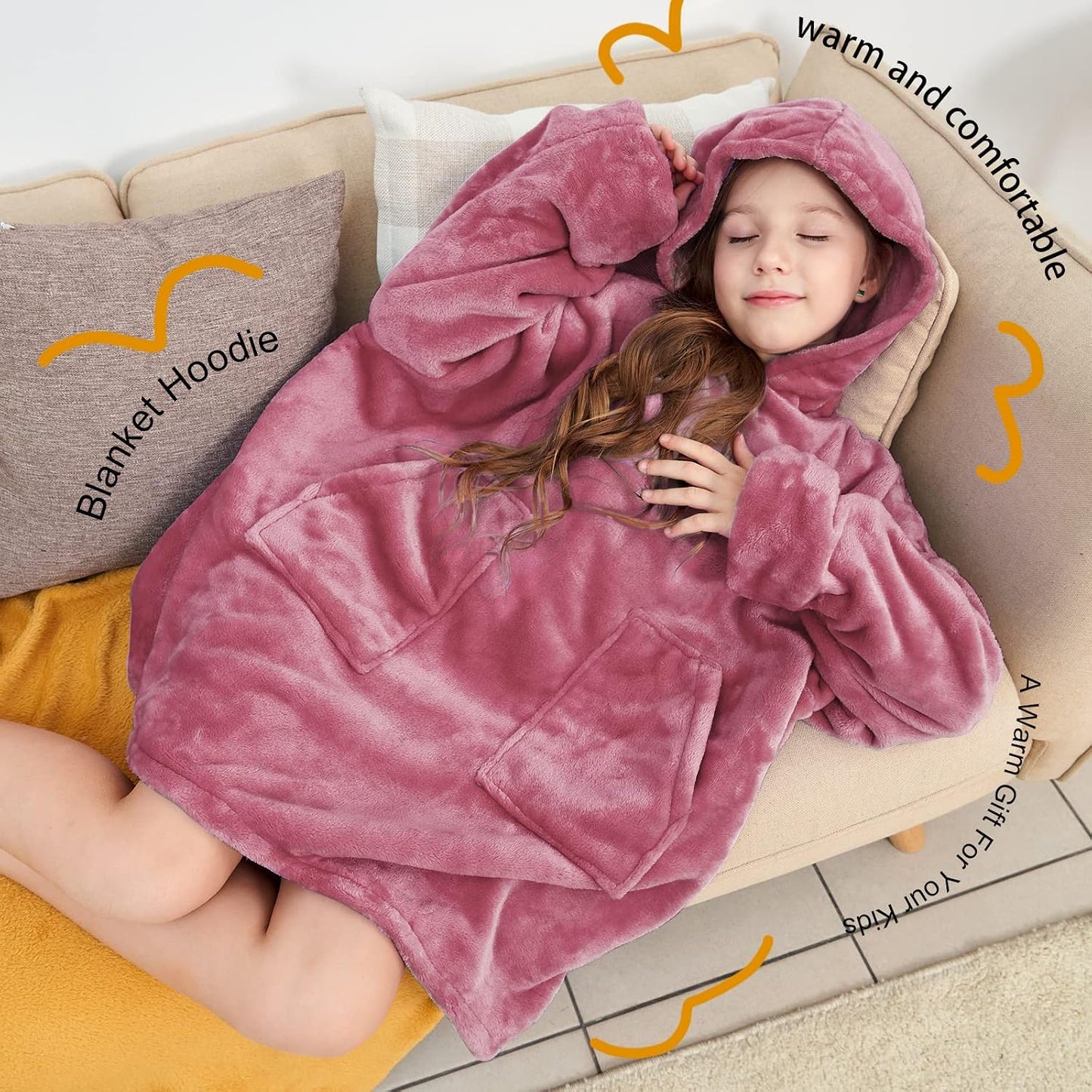 Aemicion Strawberry Blanket Hoodie,Oversized Sherpa Wearable Hooded Blanket,Warm Cozy Sweatshirt Gifts for Women Girls Adult