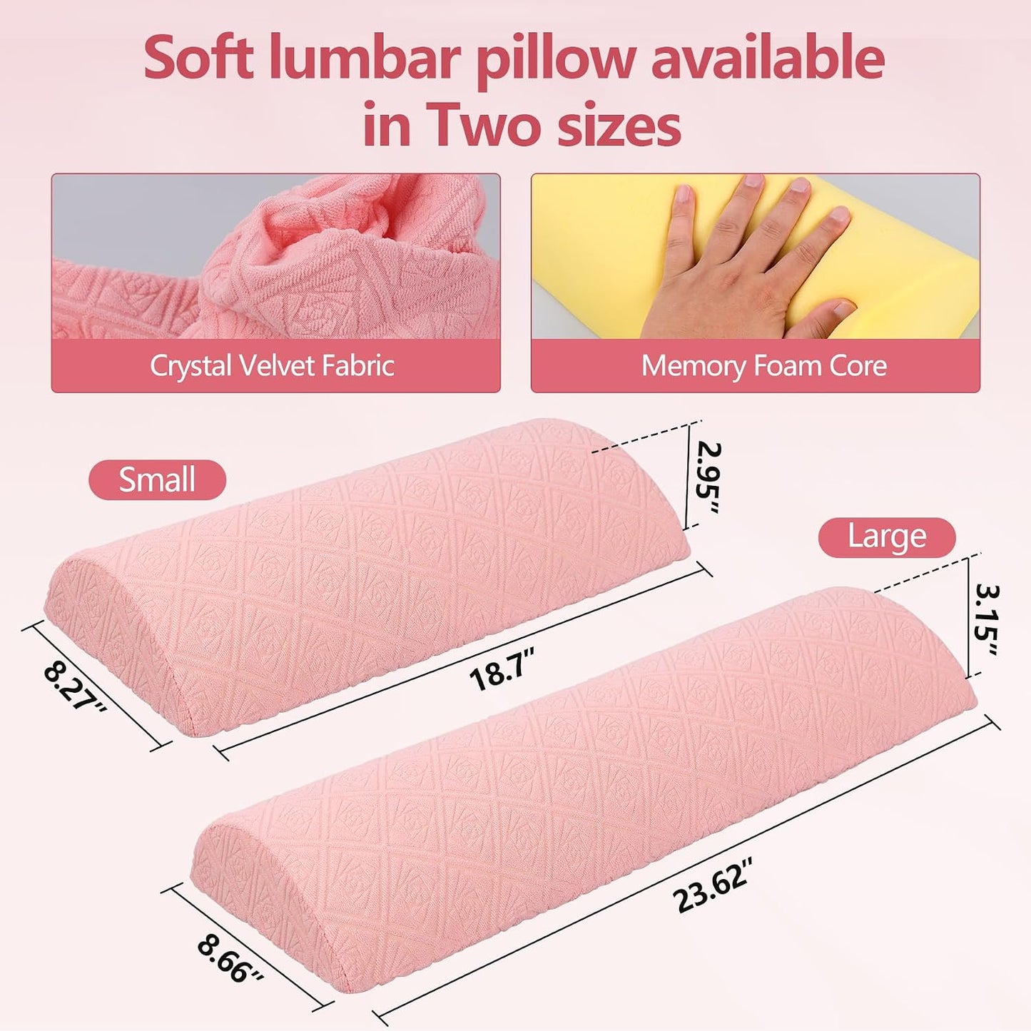 Cozyhealth - 3.15"H*23.6"L - Soft Lumbar Pillow for Sleeping, Memory Foam Back Lumbar Support Cushion for Lower Back Pain Relief Bed Waist Sleep Support Pillow for Side, Back Sleepers (White, Large)